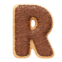 Wall Mural - Chocolate letter R with sprinkles in realistic 3d render