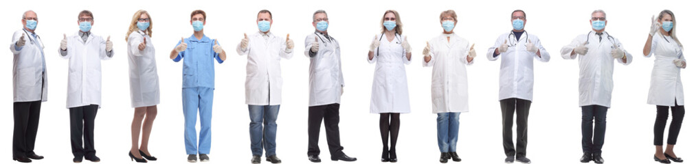 Wall Mural - group of doctors in mask isolated on white