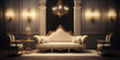 © Fernando - classic royal room with lights and sofa in white and gold AI-Generated