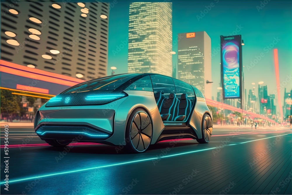 Ilustración de Stock Autonomous driving in the Future of urban car ...