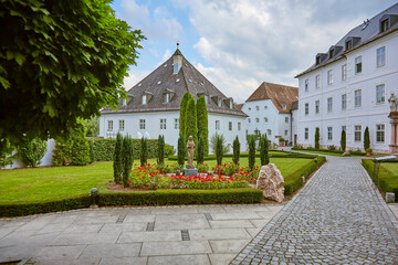 Wall Mural - Frauenwörth Abbey on Fraueninsel on Lake Chiemsee, in Bavaria, Germany.