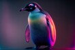 Penguin neon isolated, phantasmal iridescent and psychedelic gradients in 8K created with generative ai technology