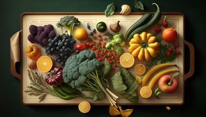 Wall Mural - A bountiful array of leafy greens with crisp vegetables. AI generative..