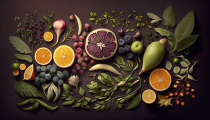 Wall Mural - A bountiful array of leafy greens with crisp vegetables. AI generative..