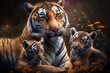 Tiger mother love - the loving relationship between parents and their children in the animal kingdom in 8K created with generative ai technology
