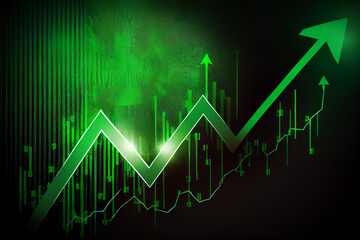 Wall Mural - graph chart in stock trade market growth graph business digital investment bullish point, up trend, 