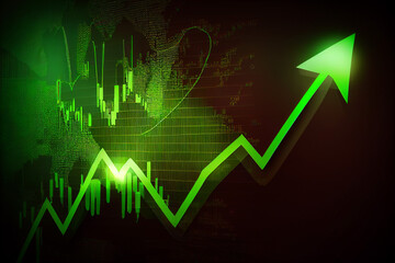 Wall Mural - graph chart in stock trade market Growth Graph business digital investment Bullish point, up trend, generative AI.