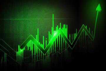 graph chart in stock trade market Growth Graph business digital investment Bullish point, up trend, generative AI.