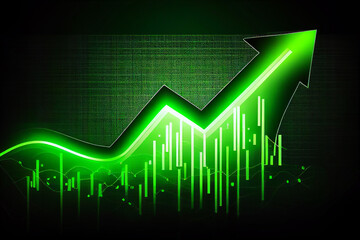 Wall Mural - graph chart in stock trade market Growth Graph business digital investment Bullish point, up trend, generative AI.