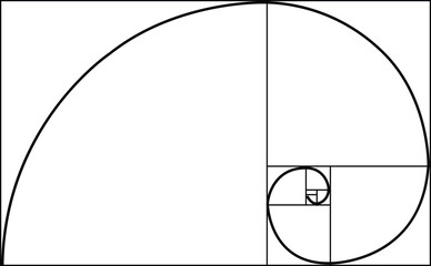 golden ratio spiral. mathematical formula to guide designers for harmony composition. abstract illus