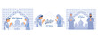 © Alwie99d - moslem people forgive each other, ramadan kareem concept, set flat vector  modern illustration