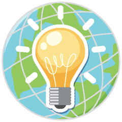 Poster - Earth globe with light bulb icon