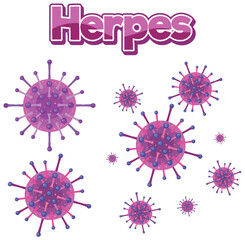 Wall Mural - Herpes simplex virus on white background