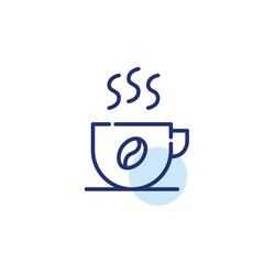 Hot coffee un a mug. Restaurant drink menu. Pixel perfect, editable stroke line icon