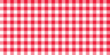 Gingham Seamless Pattern. Red And White Vichy Background Texture. Checked Tweed Plaid Repeating Wallpaper. Fabric Design. Vector 
