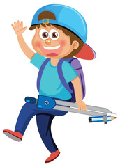 Poster - Boy cartoon character holding compass