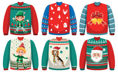 Wall Mural - set of ugly christmas sweater