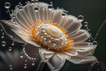 Wall Mural - A close up of a flower covered in dewdrops - Generative AI