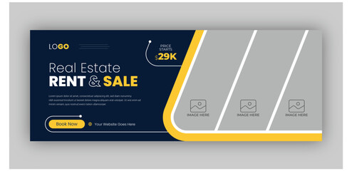 Sticker - Real estate web banner and social media facebook cover template