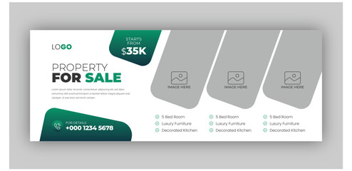 Sticker - Real estate web banner and social media facebook cover template