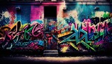 Fototapeta Młodzieżowe - graffiti wall abstract background, Generative Ai not real photo, idea for artistic pop art background backdrop 