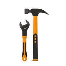 Hammer And Wrench Flat Style Vector Illustration