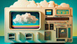  digital artwork of cloud computing with a futuristic, illustration, created