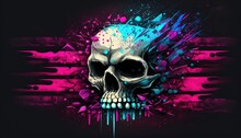 Skull Graffiti Wall Abstract Background, Generative Ai Not Real Photo, Idea For Artistic Pop Art Background Backdrop