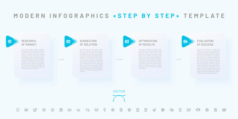 Glossy frames - infographics template with icons set