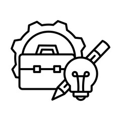 Sticker - Business icon with icon concept. The icon concept is depicted with images of bulbs, bags and stationery