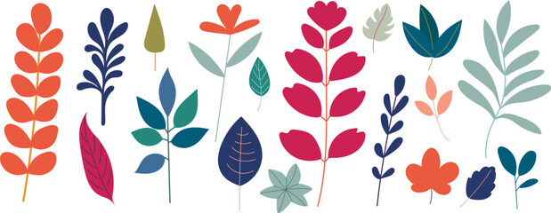 Sticker - plants in flat style isolated vector