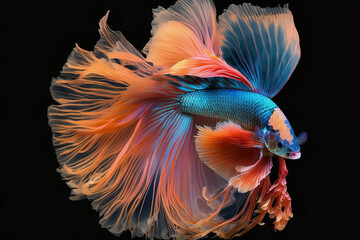 Wall Mural - Colorful siamese fighting fish. Generative AI. 