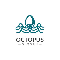 Octopus simple modern line art logo design template