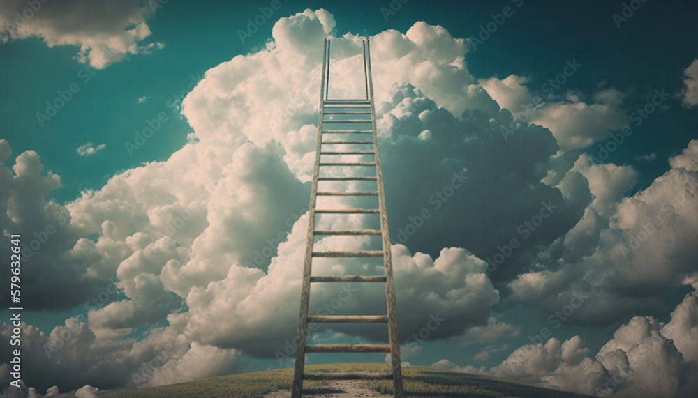 Cloud ladder - a mystical ladder reaching up to the clouds in the sky ...