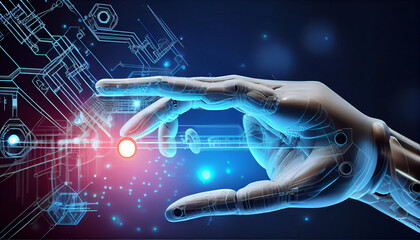 hand holding technology network
