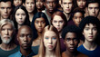 © Yevhenii - Banner of different diverse people portraits front view. generative ai