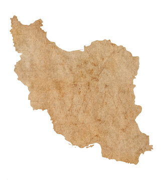 Fototapete - map of Iran on old brown grunge paper