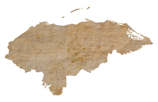 Fototapete - map of Honduras on old brown grunge paper