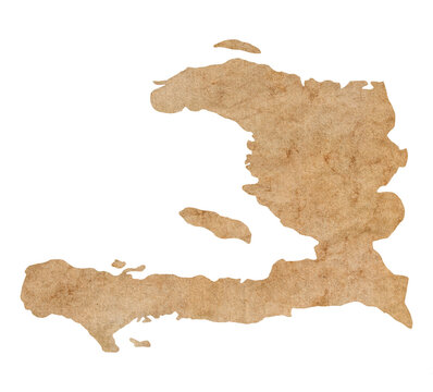 Fototapete - map of Haiti on old brown grunge paper