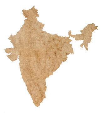 Fototapete - map of India on old brown grunge paper