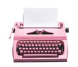 © Photocreo Bednarek - Retro pink typewriter with empty page. Isolated on transparent white