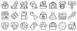 Line icons about dogs on transparent background with editable stroke.