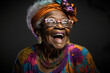 beautiful happy smiling african american old lady, generative ai