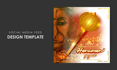 Vector illustration of Happy Hanuman Jayanti wishes social media story feed mockup template