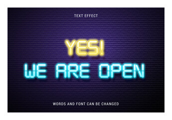 Wall Mural - shiny text effect 100% editable isolated on brick background vector image