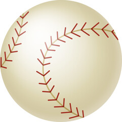 Wall Mural - Baseball ball 3d realistic isolated. Sport accessories, playing equipment. Game symbol. PNG design element