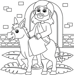 Wall Mural - Christian Jesus on Palm Sunday Coloring Page 