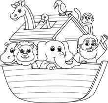 Noahs Ark Isolated Coloring Page For Kids
