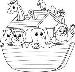 Noahs Ark Isolated Coloring Page for Kids