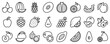 Line icons about fruit on transparent background with editable stroke.